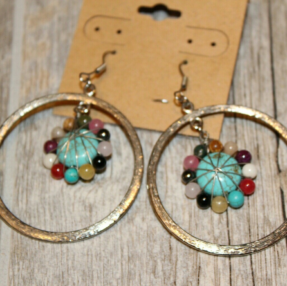 Dangling Round Earrings with Beads